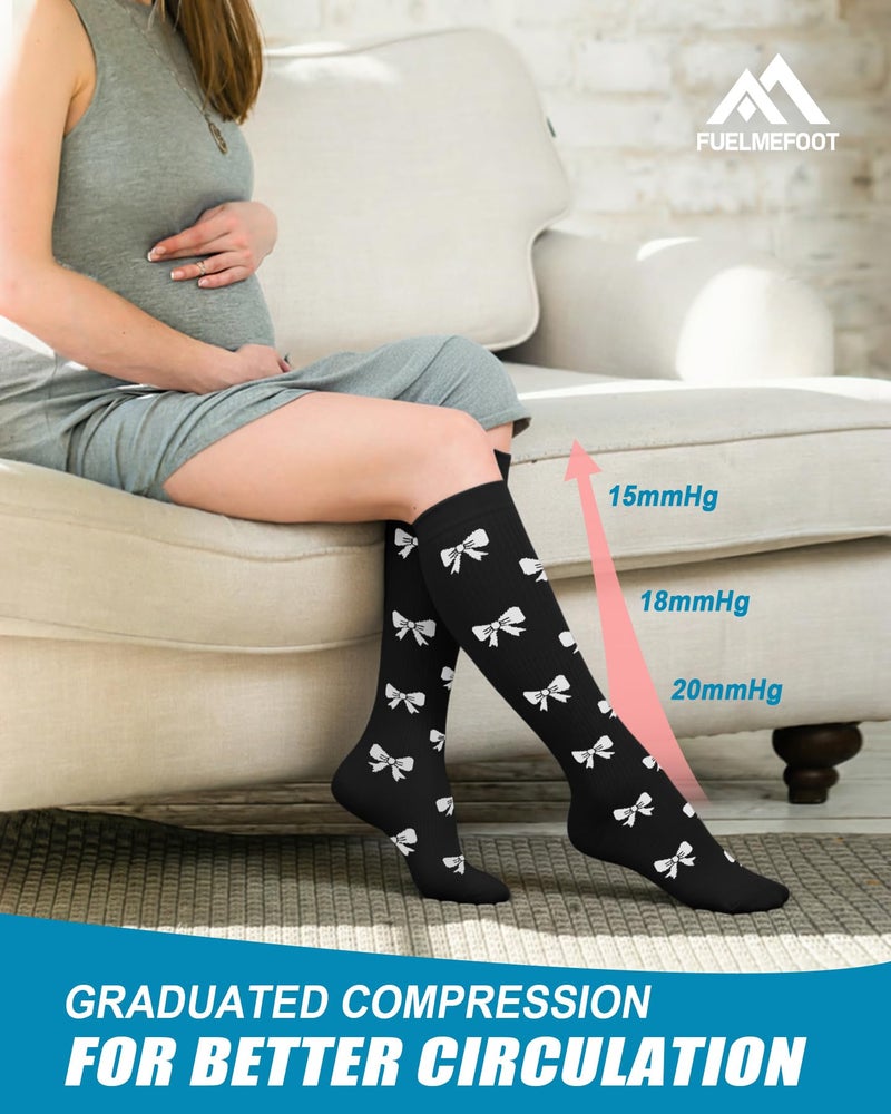 FuelMeFoot 6 Pairs Compression Socks for Women & Men 15-20mmHg Graduated Support Knee High Socks for Nurses, Travel, Athletic - Image 4
