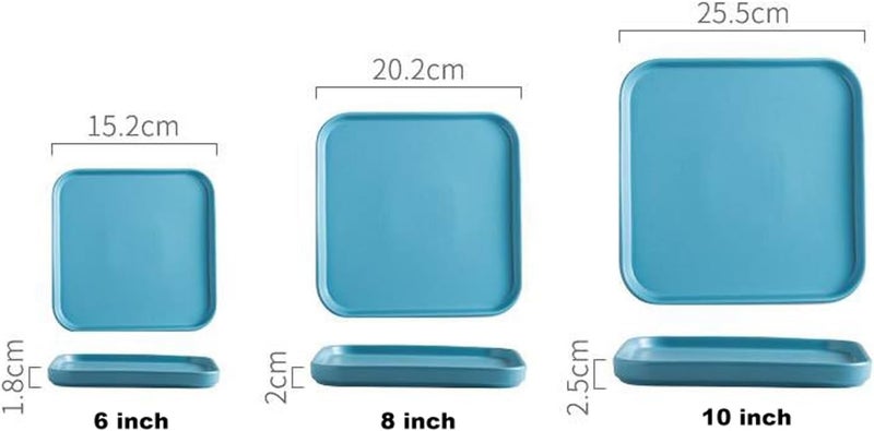 Pasta Bowls Appetizer Plates Square Dinner Plate Solid Color Ceramic Tableware Home Western Dinner Plate for Steak, Pasta, Pizza,Fruit Salad Plate Dining Serving Plates for Parties - Image 2