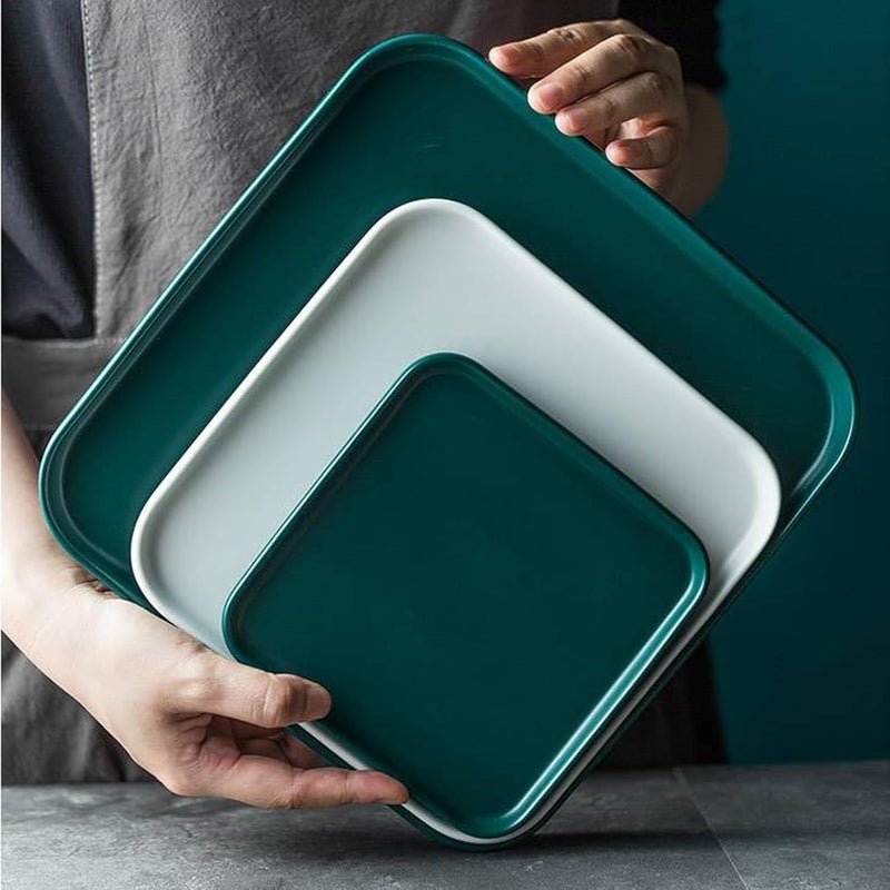Pasta Bowls Appetizer Plates Square Dinner Plate Solid Color Ceramic Tableware Home Western Dinner Plate for Steak, Pasta, Pizza,Fruit Salad Plate Dining Serving Plates for Parties - Image 3