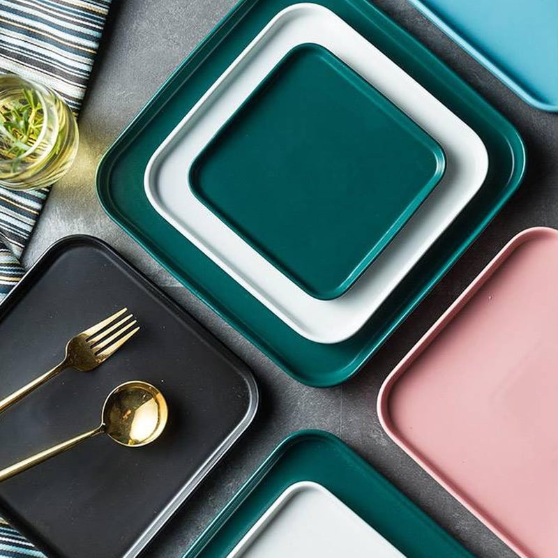 Pasta Bowls Appetizer Plates Square Dinner Plate Solid Color Ceramic Tableware Home Western Dinner Plate for Steak, Pasta, Pizza,Fruit Salad Plate Dining Serving Plates for Parties - Image 4