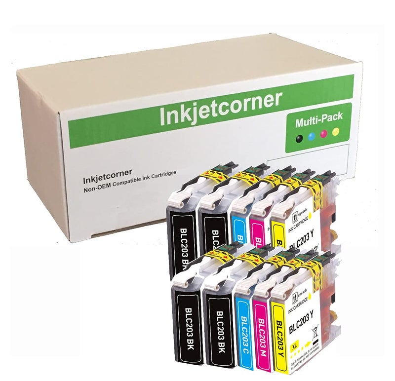 Inkjetcorner Compatible Ink Cartridges Replacement for LC203 LC203XL for use with MFCJ460DW MFCJ480DW MFCJ485DW MFCJ680DW MFCJ880DW MFCJ885DW 4 Black 2 Cyan 2 Magenta 2 Yellow 10Pack