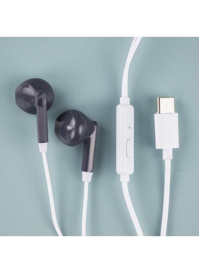 Ki-486 Wired Cartoon Storage Bag Typec Headset For Apple 15/16 Huawei Millet Typec Headset-Color:Apricot