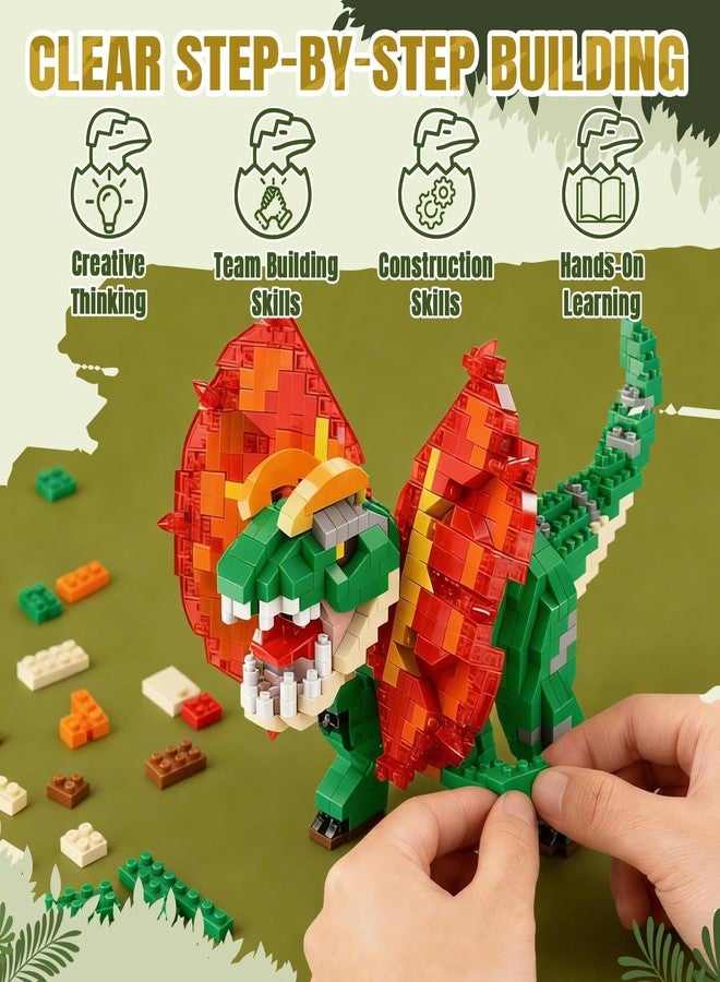 IBLOTIME Dilophosaurus Dinosaur Building Sets Easter Micro Brick Dinosaur Model with Display Base 1020 Pieces Creative Prehistoric Build Christmas Birthday Ages 14+ - Image 5