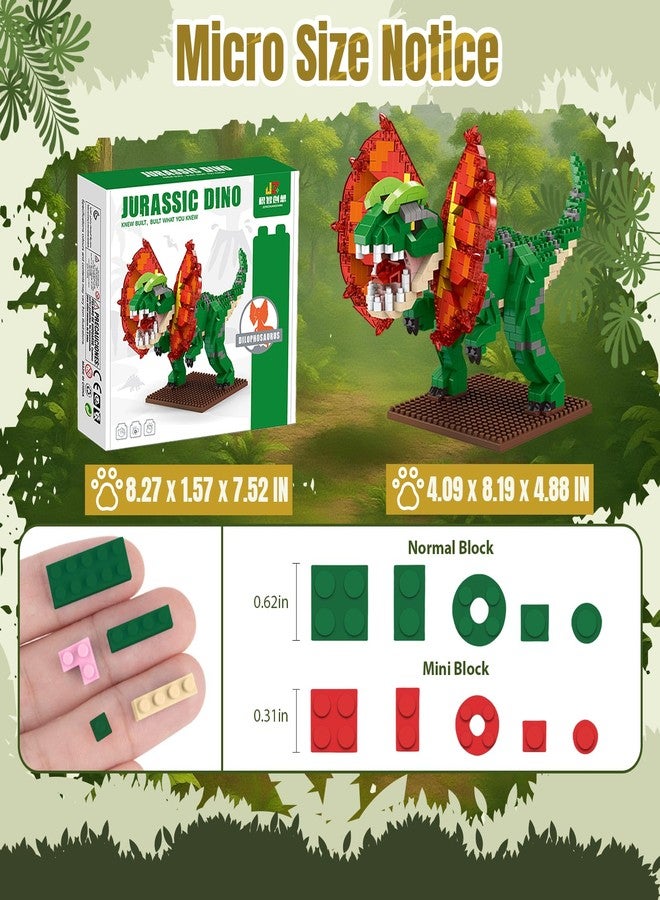IBLOTIME Dilophosaurus Dinosaur Building Sets Easter Micro Brick Dinosaur Model with Display Base 1020 Pieces Creative Prehistoric Build Christmas Birthday Ages 14+ - Image 2