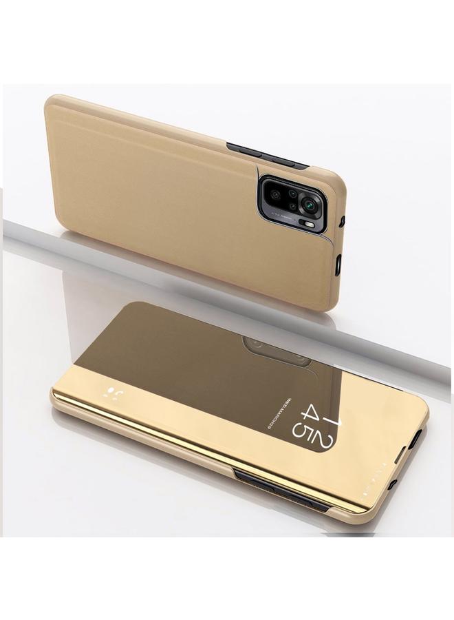 The Bros Case For Xiaomi Redmi Note 10 5G Plated Mirror Horizontal Flip Leather Case with Holder