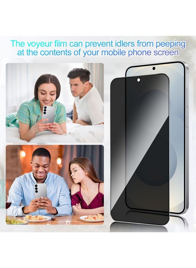 Lokyoo 2 Pack Privacy Screen Protector for Samsung Galaxy S25 [Anti-Spy Tempered Glass] [Fingerprint Unlock Support], Anti-Scratch, Bubble-Free, Easy Install 9H Protective Glass for Galaxy S25 - Image 3