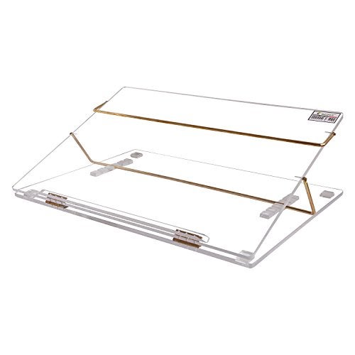 Rasper Acrylic Table Top Elevator with Adjustable Height Acrylic Writing Desk Slant Book Reading Stand Office Table Top Portable Laptop Table (Small Size 16x12 Inches, Clear) Premium 8mm Thickness - Image 1