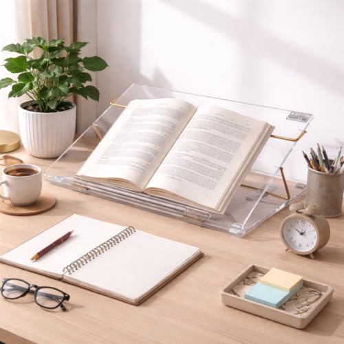 Rasper Acrylic Table Top Elevator with Adjustable Height Acrylic Writing Desk Slant Book Reading Stand Office Table Top Portable Laptop Table (Small Size 16x12 Inches, Clear) Premium 8mm Thickness - Image 5
