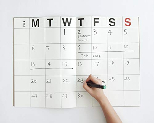 JSTORY Big Monthly Planner Stitch Bound Lays Flat Huge Undated Year Round Flexible Cover Goal/Time Organizer Thick Paper Eco Friendly Customizable A3 16 Months 18 Sheets Ver B - Image 4