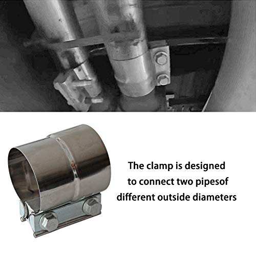 LEDAUT Exhaust Clamps Band Clamp 2.5" Lap Joint - Stainless Steel Lap Joint Exhaust Band Clamp with 1 Block 2Pcs for 2.5" Od to 2.5" Id Exhaust Pipe, Muffler, Elbow and Exhaust Tubing Connection(2 Pack) - Image 4