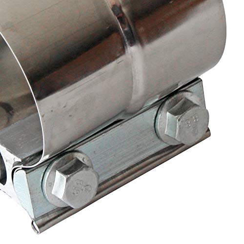 LEDAUT Exhaust Clamps Band Clamp 2.5" Lap Joint - Stainless Steel Lap Joint Exhaust Band Clamp with 1 Block 2Pcs for 2.5" Od to 2.5" Id Exhaust Pipe, Muffler, Elbow and Exhaust Tubing Connection(2 Pack) - Image 5