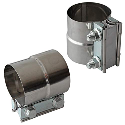 LEDAUT Exhaust Clamps Band Clamp 2.5" Lap Joint - Stainless Steel Lap Joint Exhaust Band Clamp with 1 Block 2Pcs for 2.5" Od to 2.5" Id Exhaust Pipe, Muffler, Elbow and Exhaust Tubing Connection(2 Pack) - Image 1