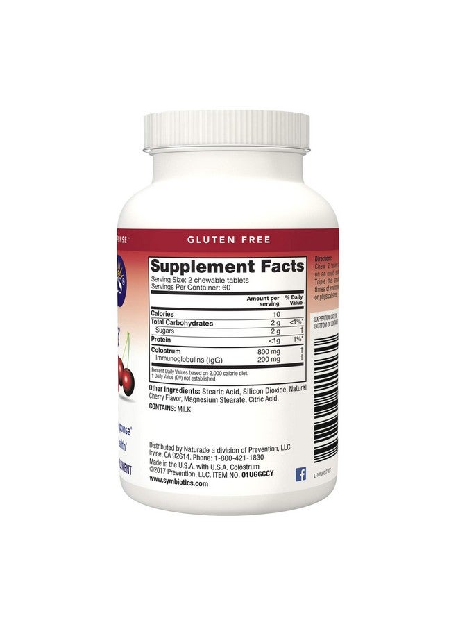 Symbiotics Colostrum 120ct Chewables Plus - Immunity Support for Adult & Kids - Lactoferrin Supplement & Colostrum Protein - Supports Digestion & Gut - 25% lgG Antibodies, Gluten Free - Wild Cherry - Image 2