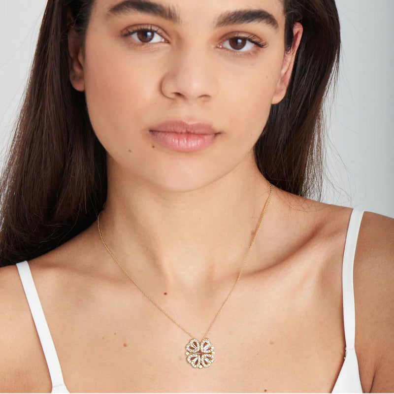 VANGETIMI 2 in 1 Four Leaf Clover Charm Lucky Necklace Heart Crystal Pendant Necklace Link Mother's Day Gifts Jewelry for Women - Image 2