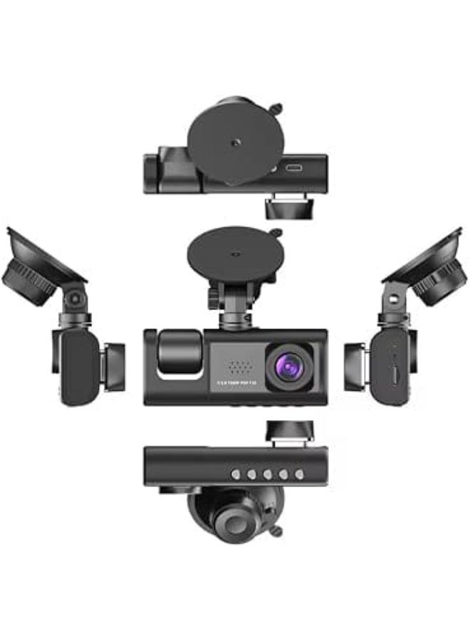 1080P 3-Channel Car Dash Cam | Front, Cabin & Rear Camera | 64GB Memory Card Included | Night Vision | Loop Recording | G-Sensor | Parking Monitor - Image 3
