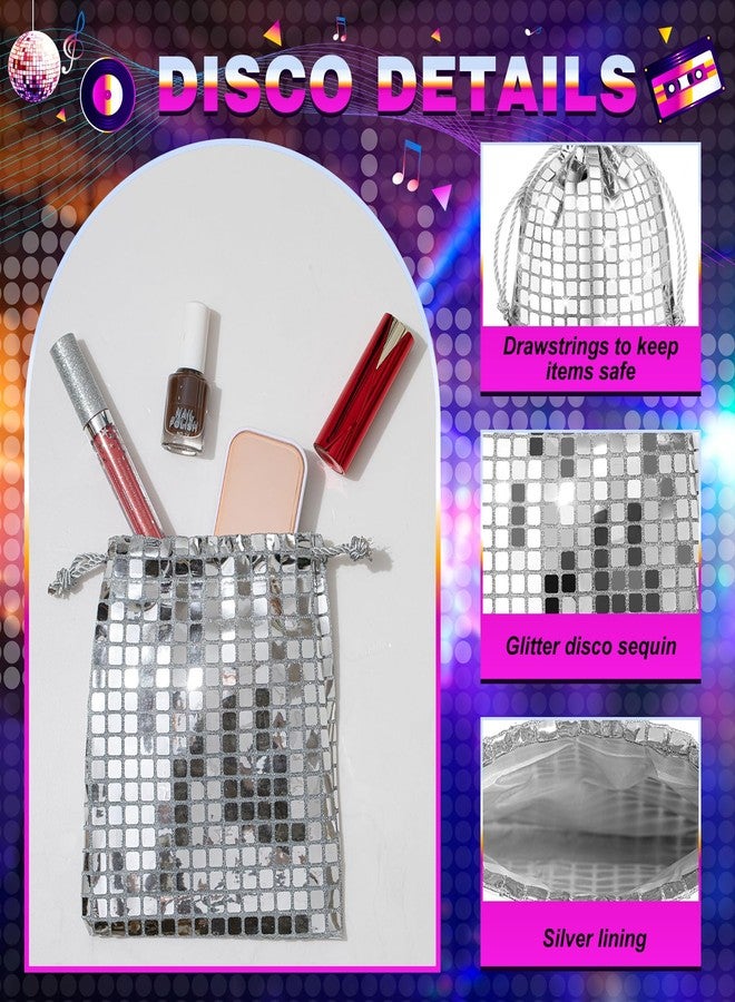 Locmeo 16 Pcs Disco Bags 6 x 7 Inch Disco Sequin Bag Bachelor Party Favors Gift Drawstring Glitter Decoration for 70s 80s Retro Wedding Bridal Shower Bachelor Party - Image 3