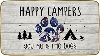 Burosev Burosev Happy Campers Decorative Doormat Camper The Dogs Floor Mat, Rustic You Me and The Dogs Paw Farmhouse Decor for - Image 1