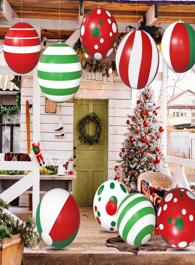 بيستيك مجموعة زينة عيد الميلاد القابلة للنفخ من بيستيك، 12 قطعة، كرات عيد الميلاد العملاقة المعلقة الخارجية المصنوعة من مادة PVC مقاس 12 بوصة و10 بوصات مع مضخة، لتزيين شجرة عيد الميلاد وحفلات العطلات والمنزل والفناء والشرفة - Image 2