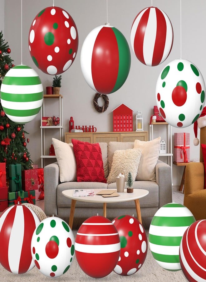 بيستيك مجموعة زينة عيد الميلاد القابلة للنفخ من بيستيك، 12 قطعة، كرات عيد الميلاد العملاقة المعلقة الخارجية المصنوعة من مادة PVC مقاس 12 بوصة و10 بوصات مع مضخة، لتزيين شجرة عيد الميلاد وحفلات العطلات والمنزل والفناء والشرفة - Image 4