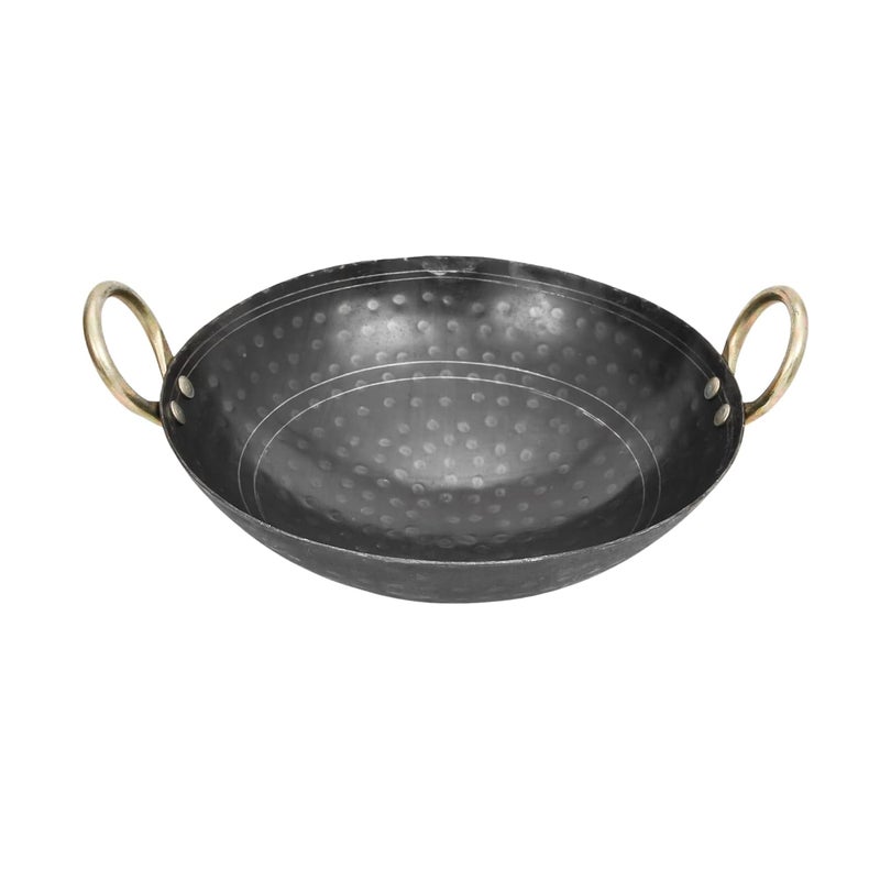 RBY Iron Hammered Kadai Handmade Useful for Frying and Cooking Free Stainless Steel Scrubber 2 LTR - Image 1