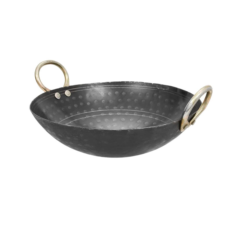 RBY Iron Hammered Kadai Handmade Useful for Frying and Cooking Free Stainless Steel Scrubber 2 LTR - Image 2