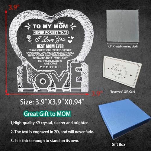 K-MLICE Mothers Day Mom Gifts, Birthday Crystal Gifts for Mom from Daughter Son Happy Mothers Day Anniversary Christmas Mama to My Mom Best Presents - Image 4