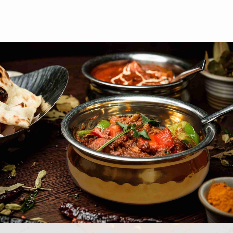 Pure Source India Metal Hammered Serving Bowl(Donga), for Serving Dishes, Kitchenware & Tableware (700ml) - Image 2