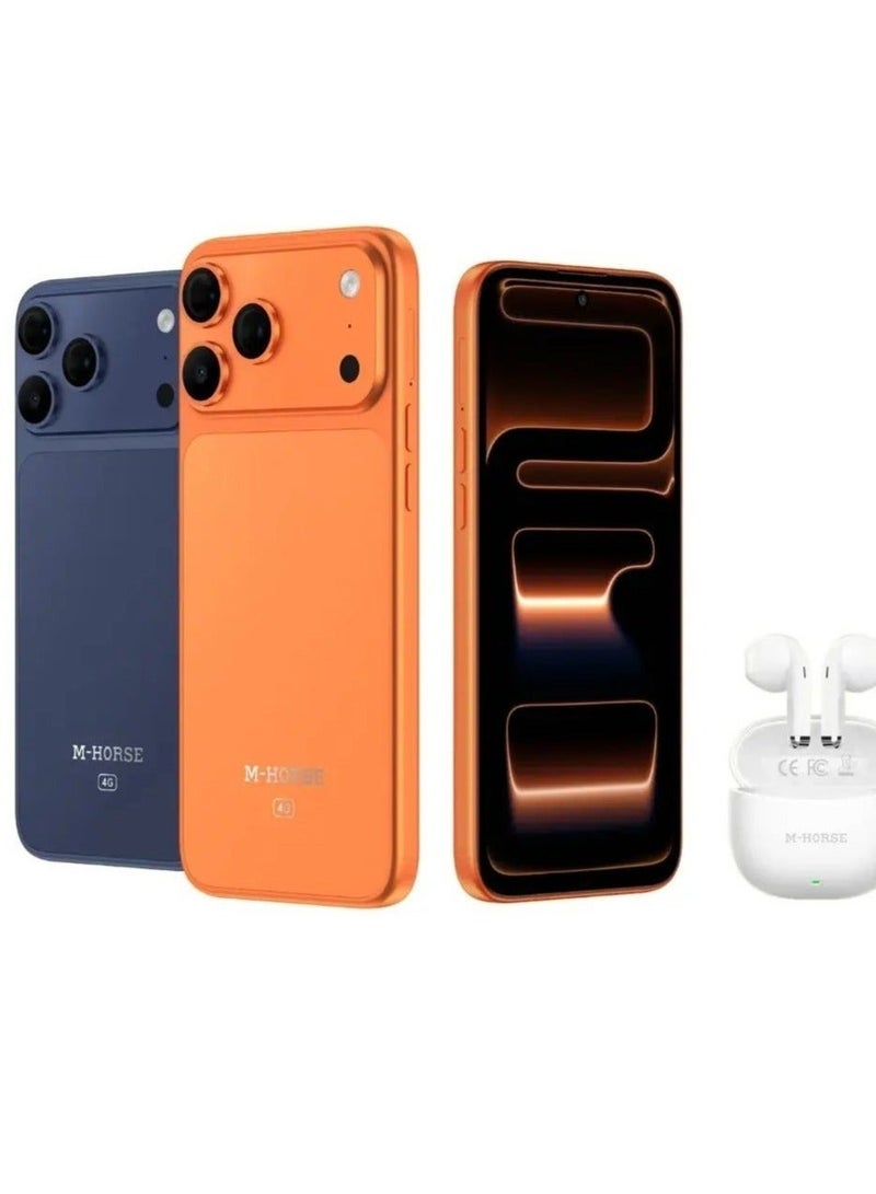 M-HORSE 17 Pro Max 4G Smartphone, 12GB RAM, 128GB Storage, 6.6"-6.8" HD+ Display, 5000mAh Battery, NFC (Dark Blue / Silver / Orange) - Image 2