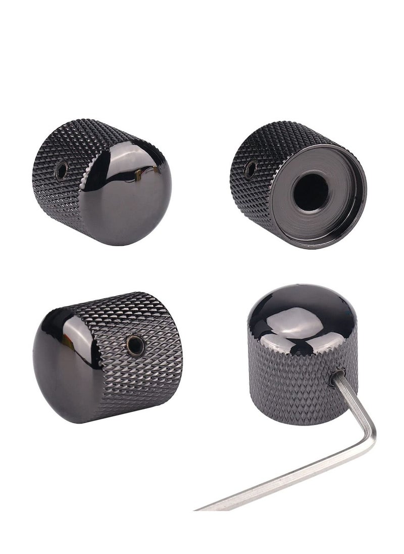 null - 4Pcs Metal Guitar Knobs Volume Tone Control Knobs Dome Knobs with with Allen Keys Screws for Fender Telecaster Gibson Les Paul Electric Guitar Bass (Black) - Image 1