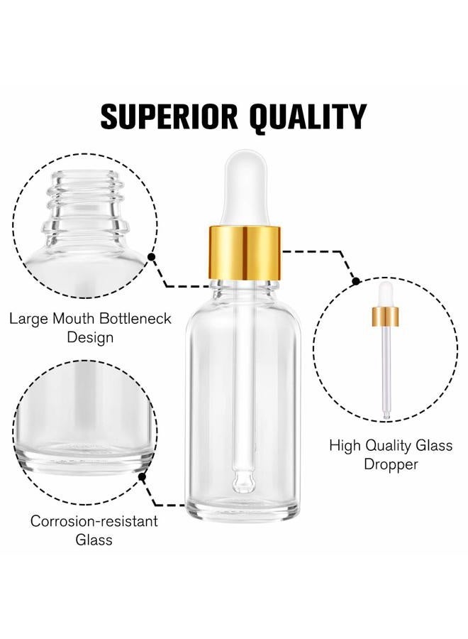 PrettyCare Eye Dropper Bottle (Glass Bottles with Golden Caps, Extra Measured Pipettes, Labels, Funnels) Empty Tincture Bottles for Essential Oils Clear 24 Pack 1oz transparent DB - 954 24 - Image 4