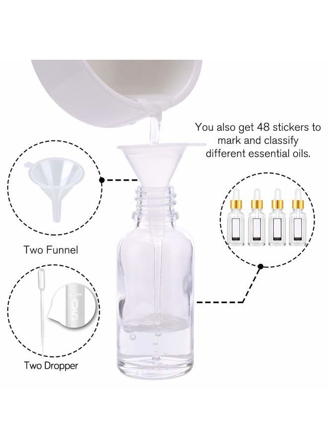 PrettyCare Eye Dropper Bottle (Glass Bottles with Golden Caps, Extra Measured Pipettes, Labels, Funnels) Empty Tincture Bottles for Essential Oils Clear 24 Pack 1oz transparent DB - 954 24 - Image 5
