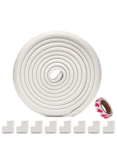 KidDough Nitrile Foam Baby Proofing Extra Thick Furniture Edge And Corner Protector, Safety Strip - 5 Mtrs Edge Protector + 8 Corner Guards For Safety, White For Sharp Edges, Baby Safety Products  - Image 1