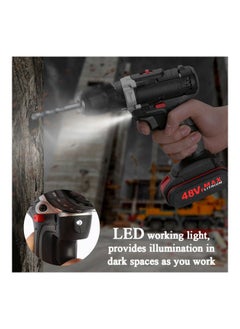 NIBEMINENT Electric Impact Cordless Drill High Power Black/Red 27x5x24.5cm  - Image 5
