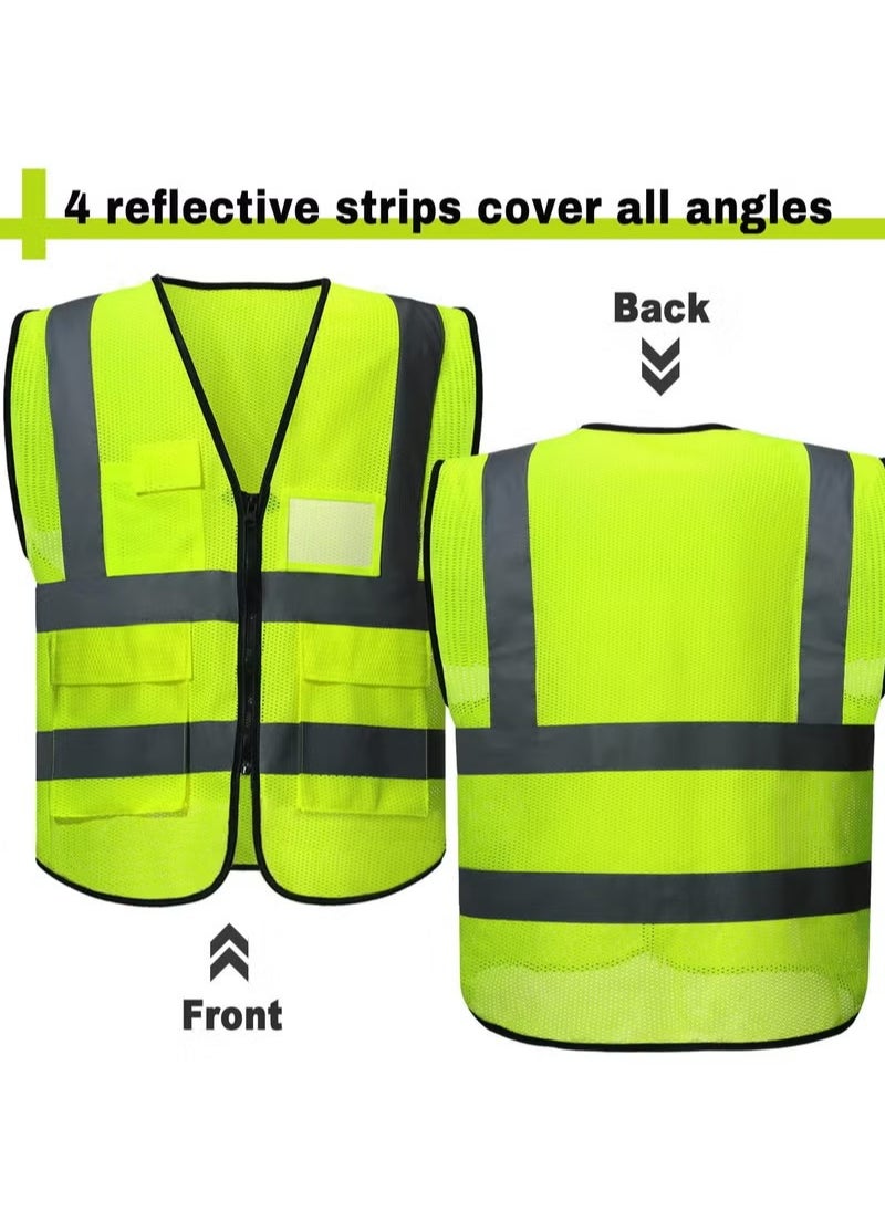 High Visibility Reflective Safety Work Vest With Multiple Pocket Green/Black LXLXXL