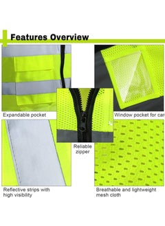 SFVest High Visibility Reflective Safety Work Vest With Multiple Pocket Green/Black LXLXXL  - Image 5
