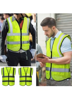 SFVest High Visibility Reflective Safety Work Vest With Multiple Pocket Green/Black LXLXXL  - Image 3