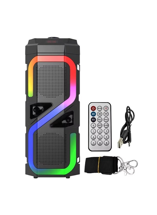 مكبر صوت محمول للحفلات مع ميكروفون سلكي، صوت قوي بقدرة 10 واط، وعروض إضاءة RGB ديناميكية — مثالي للحفلات المنزلية والنزهات الخارجية - Image 1