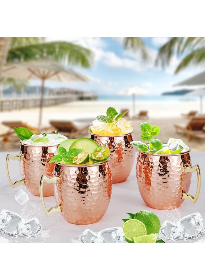 Amrules Moscow Mule Copper Mugs Set of 4, 100% Pure Plated Copper Cups with Premium Stainless Steel Lining - Mule Mugs Perfect for Party Drinking and Gift - Image 2