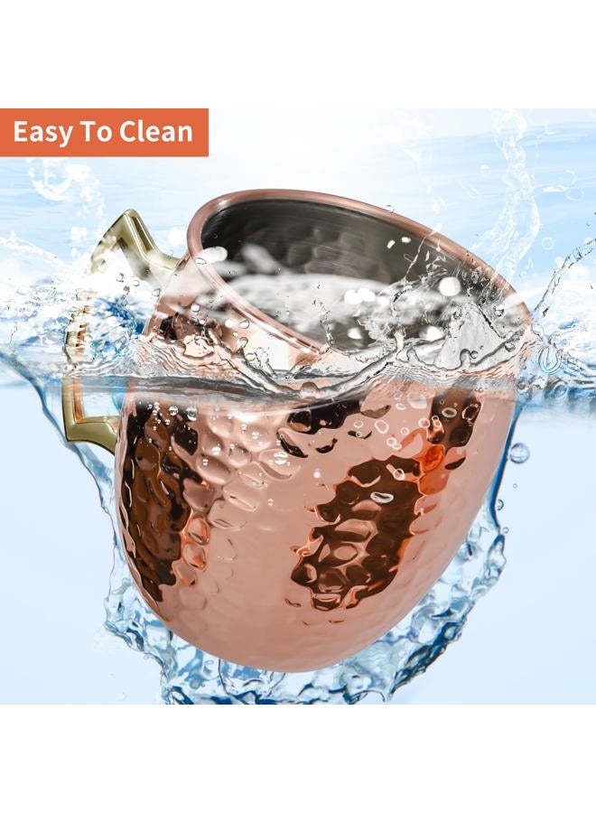 Amrules Moscow Mule Copper Mugs Set of 4, 100% Pure Plated Copper Cups with Premium Stainless Steel Lining - Mule Mugs Perfect for Party Drinking and Gift - Image 5