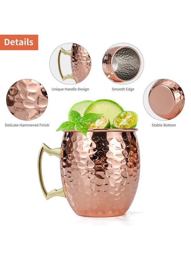 Amrules Moscow Mule Copper Mugs Set of 4, 100% Pure Plated Copper Cups with Premium Stainless Steel Lining - Mule Mugs Perfect for Party Drinking and Gift - Image 4