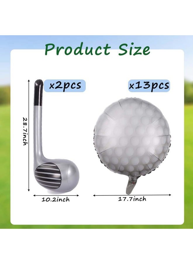 Yowget 15Pcs Golf Balloons Birthday Balloons Include 13Pcs 18 inch Balloons & 2Pcs Golf Club Balloons Decor,Golf Themed Party Decorations for Boys - Image 2