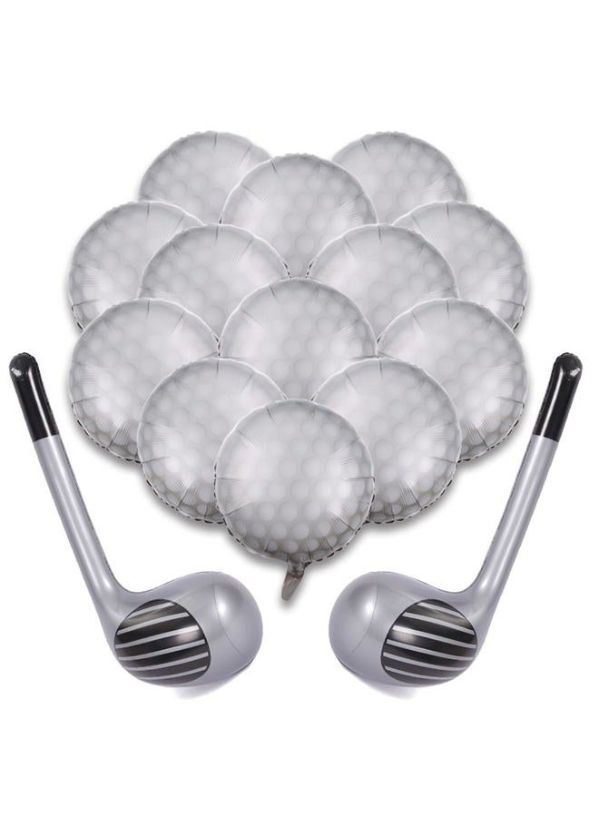 Yowget 15Pcs Golf Balloons Birthday Balloons Include 13Pcs 18 inch Balloons & 2Pcs Golf Club Balloons Decor,Golf Themed Party Decorations for Boys - Image 1