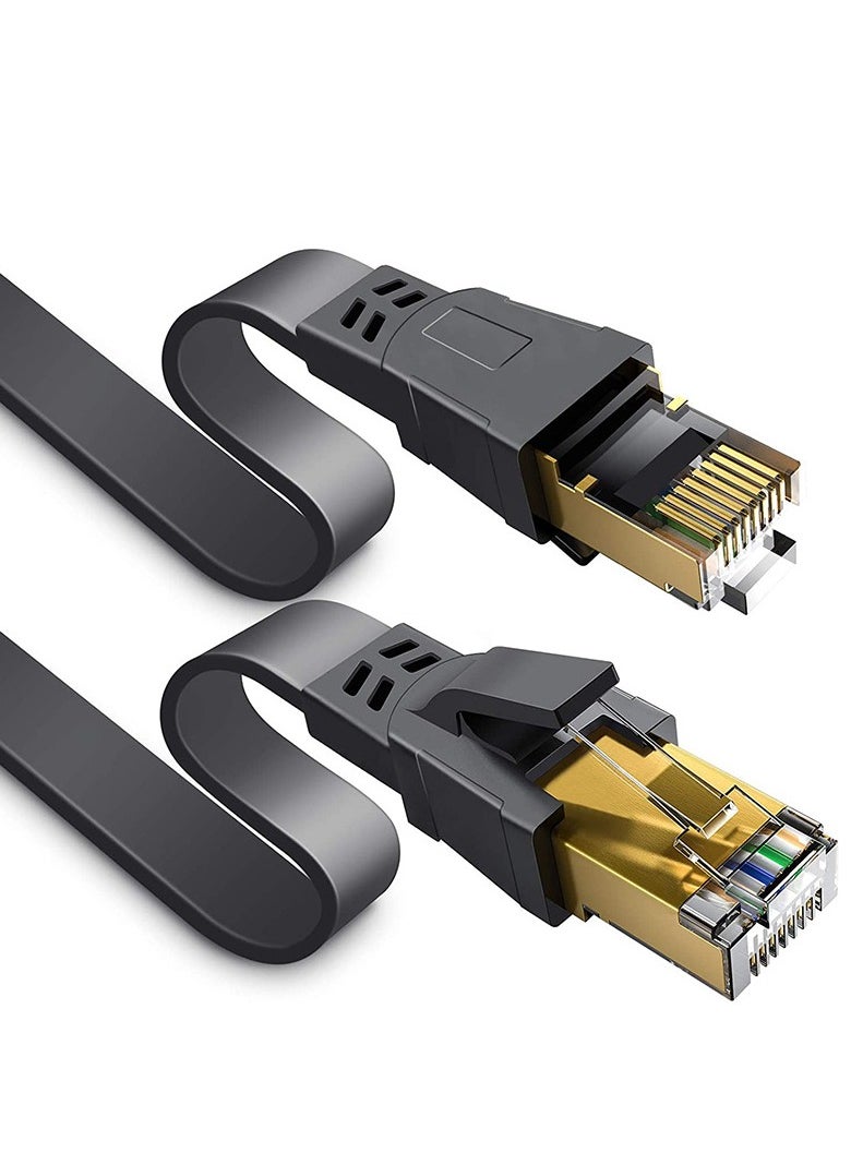 Anmi - 10m CAT8 Ethernet Cable, High Speed Heavy Duty Cat8 LAN Network Cable 40Gbps, 2000Mhz with Gold Plated RJ45 Connector for Modem, Router, Switch, Gaming, Xbox - Black - Image 1