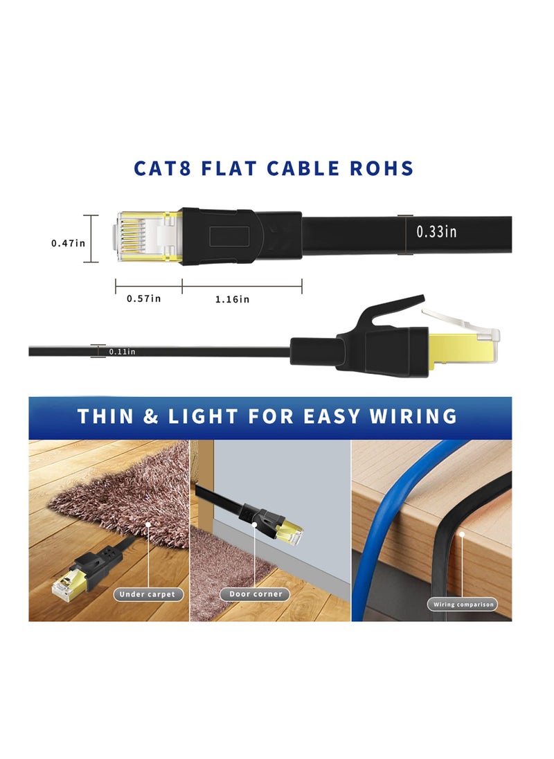 Anmi - 10m CAT8 Ethernet Cable, High Speed Heavy Duty Cat8 LAN Network Cable 40Gbps, 2000Mhz with Gold Plated RJ45 Connector for Modem, Router, Switch, Gaming, Xbox - Black - Image 1