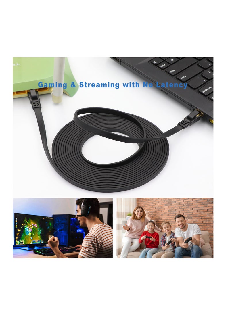 Anmi - 10m CAT8 Ethernet Cable, High Speed Heavy Duty Cat8 LAN Network Cable 40Gbps, 2000Mhz with Gold Plated RJ45 Connector for Modem, Router, Switch, Gaming, Xbox - Black - Image 1