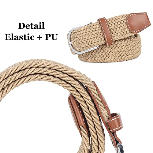 ZORO Woven Fabric Stretchable Belt for Men&Women, Beige - Image 3