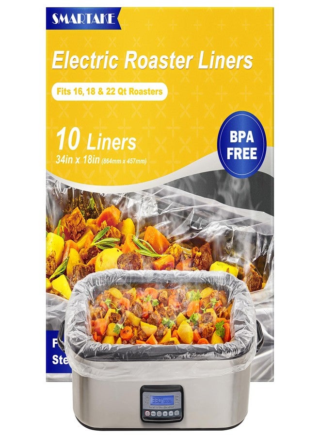 SMARTAKE Electric Roaster Liners, 10 Count Disposable Roaster Liners, Fits 16, 18, 22 Quart Roasters, Roaster Pan Oven Liners Plastic Cooking Bags for Instant Cleanup, 18 x 34 Inch - Image 1
