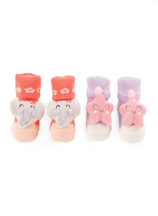 Kicks & Crawl Anti-skid/slip Starstruck Socks For Baby Boys and Girls Blue/Red (Pack of 2) - 0-9M - Image 1