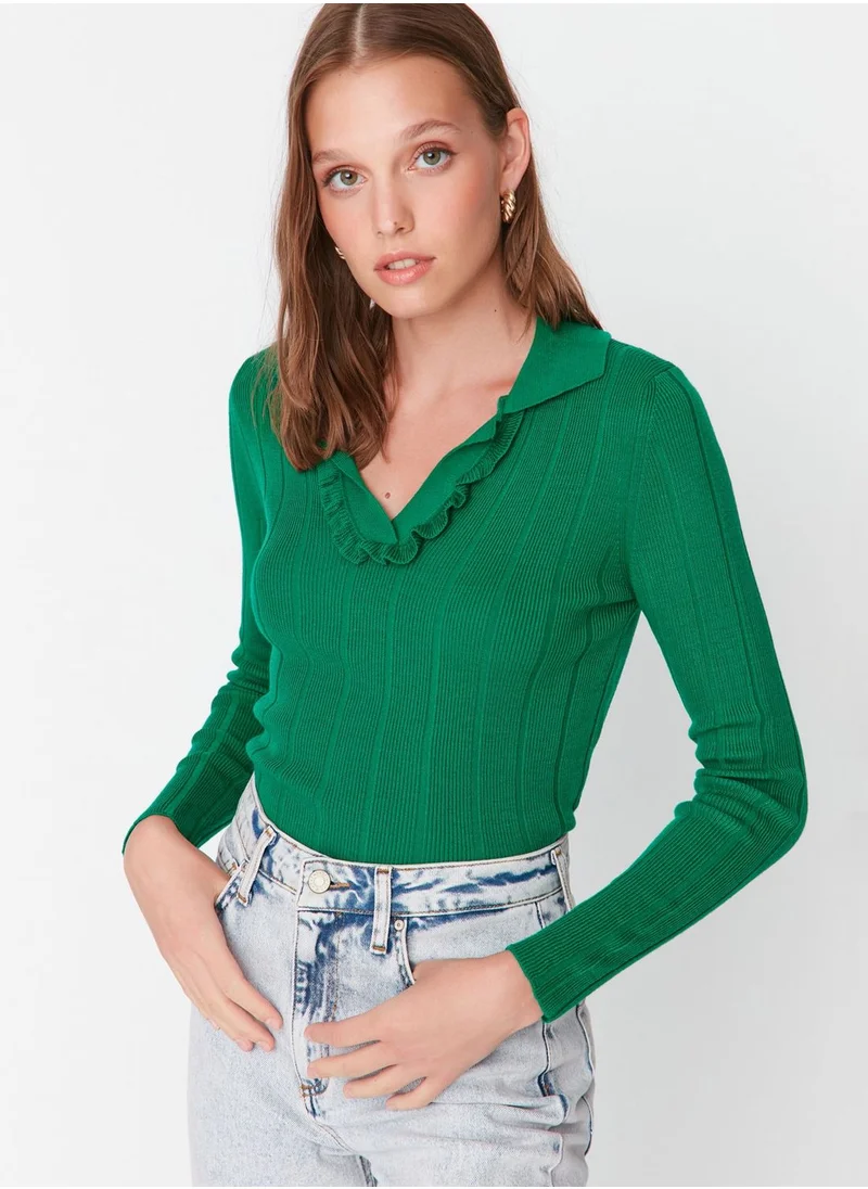 trendyol Ruffle Neck Knitted Sweater