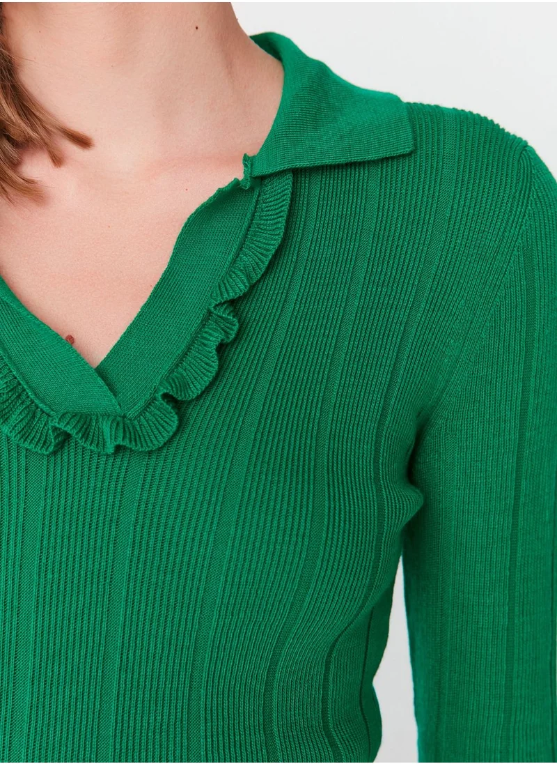 trendyol Ruffle Neck Knitted Sweater